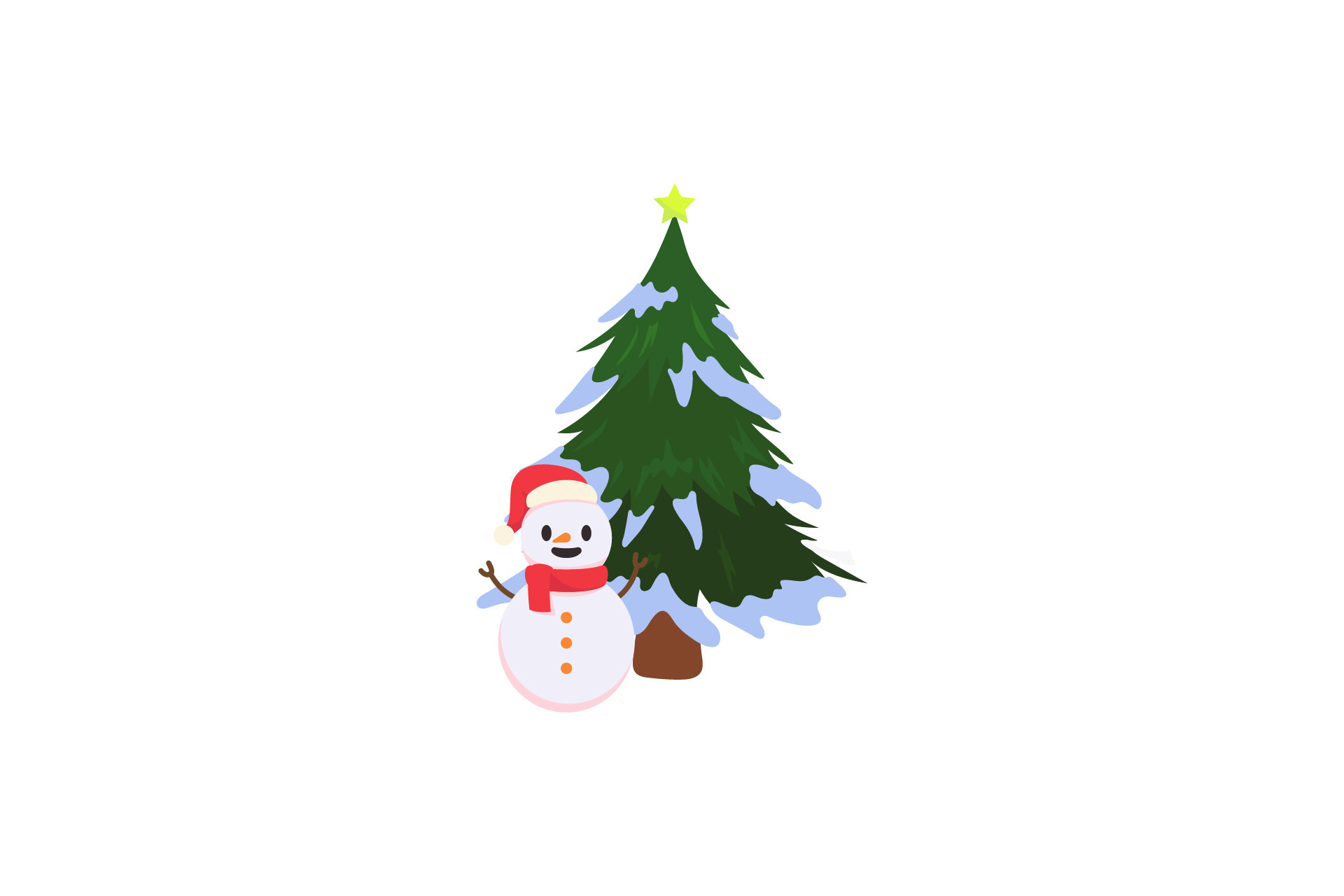 Christmas Icon Tree Green and Snowman Graphic by bestinputstudio ...