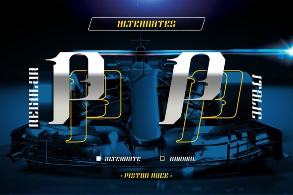 Piston Race Font PNG with transparent background - Preview 2