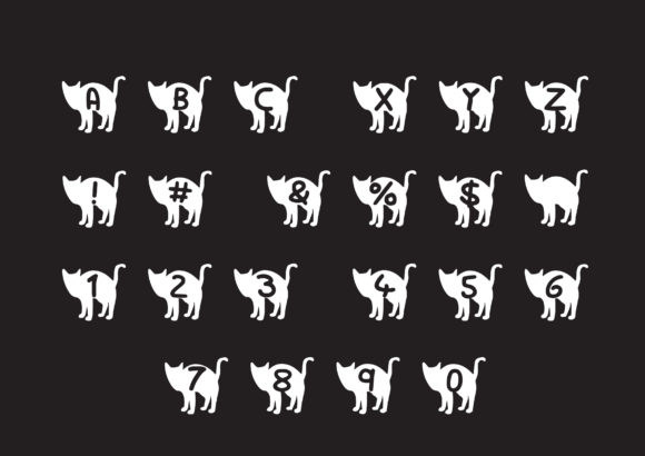 Play Black Cat Font PNG with transparent background - Preview 1