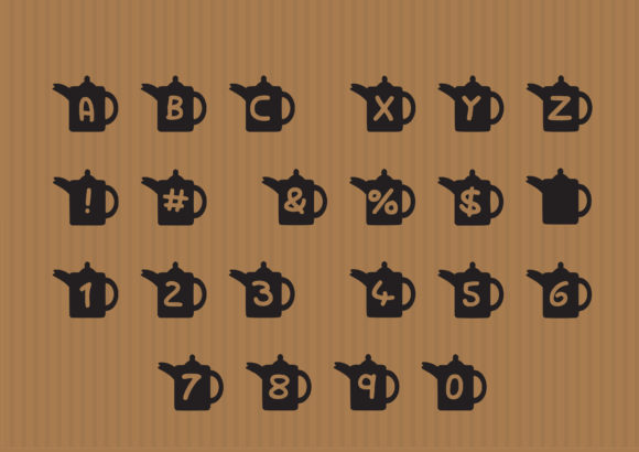 Play Coffee Pot Font PNG with transparent background - Preview 1