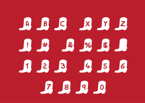 Play Cowboy Boot Font PNG with transparent background - Preview 1