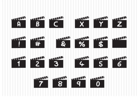 Play Film Clapper Font PNG with transparent background - Preview 1