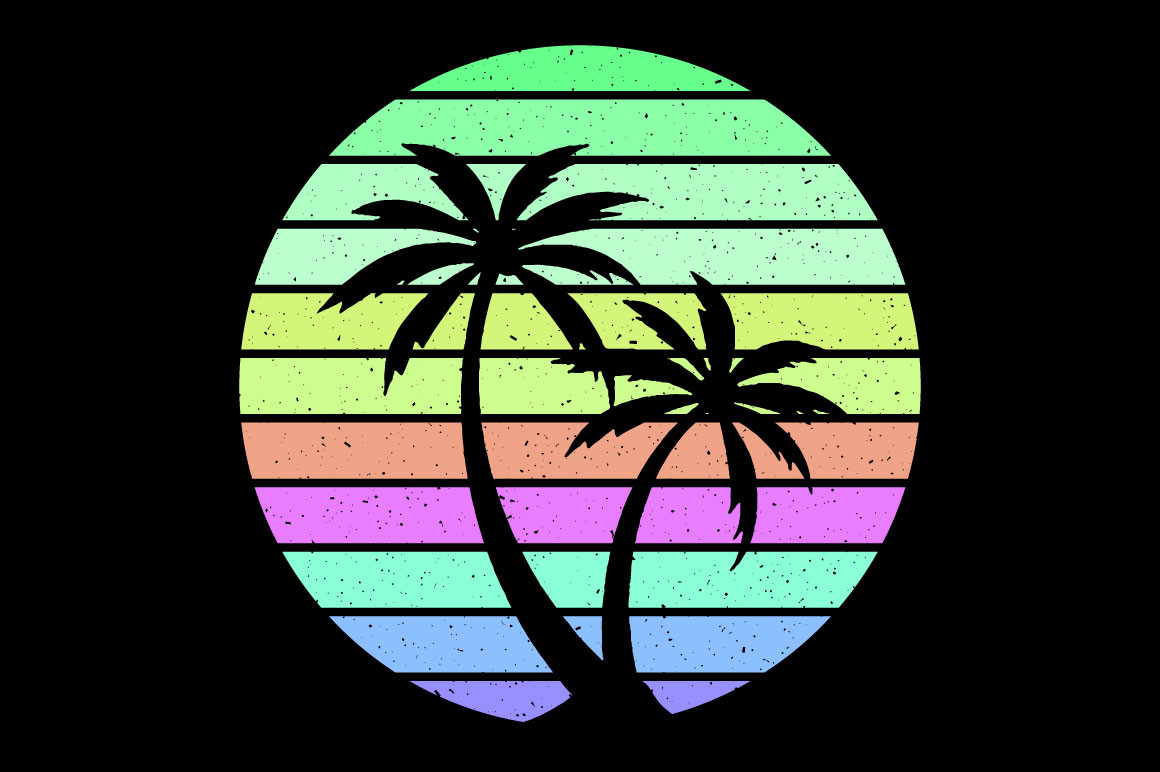 Vintage Sunset Palm Tree, Christmas Graphic by tshirt_design · Creative ...