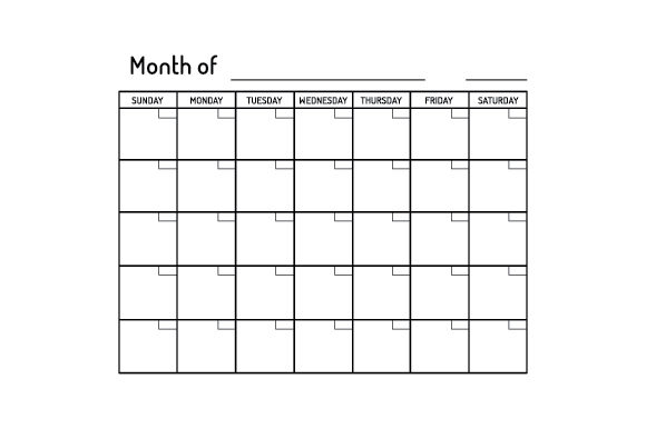 Monthly Calendar Template Work Craft Cut File By Creative Fabrica Crafts