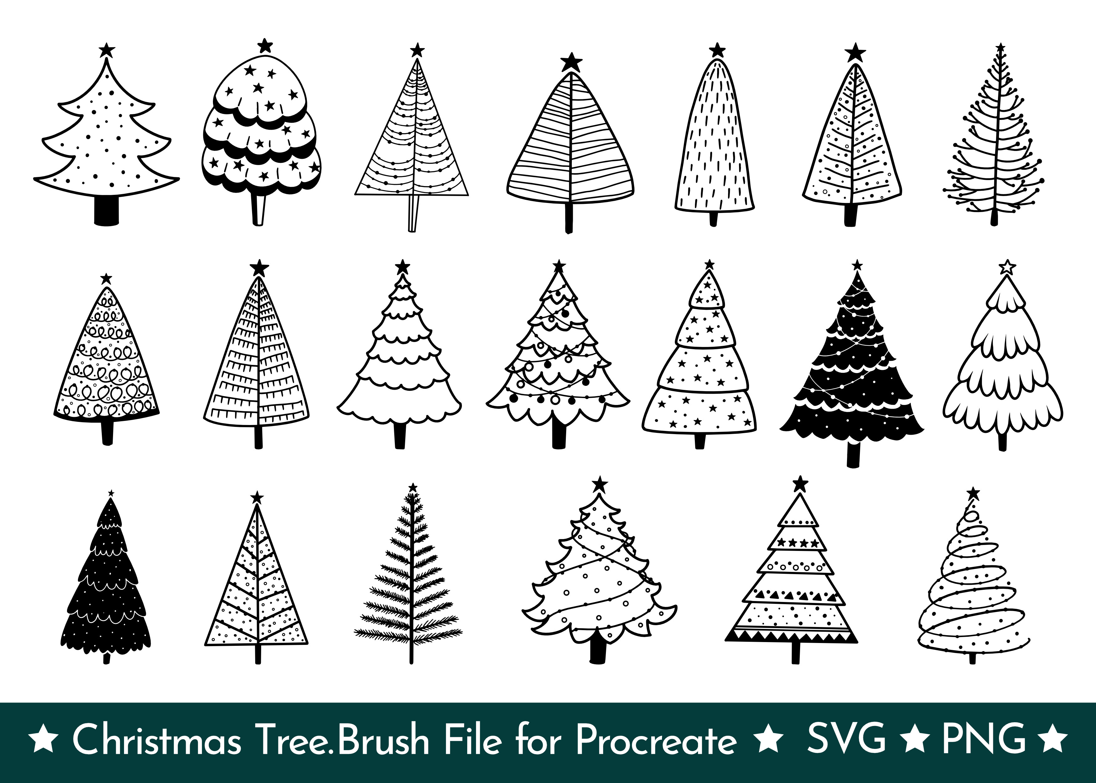 20 Procreate Christmas Tree Brush Stamp - photo 2