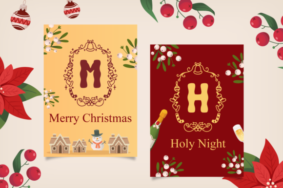 Amara Christmas Monogram Font - Preview 1