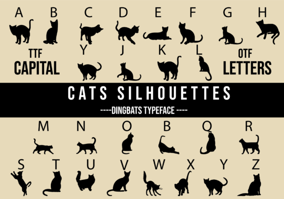 Cats Silhouettes Font - Preview 1
