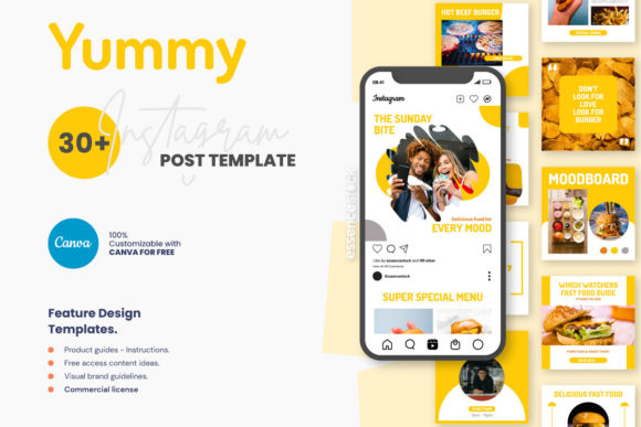 Preview of Fast Food Instagram Post Template Canva food social media design template