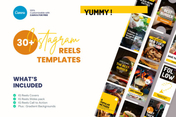Preview of Fast Food Instagram Reels Template Canva food social media design template
