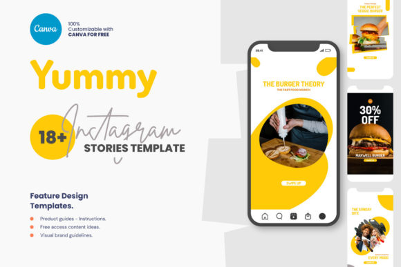 Preview of Fast Food Instagram Story Template Canva food social media design template