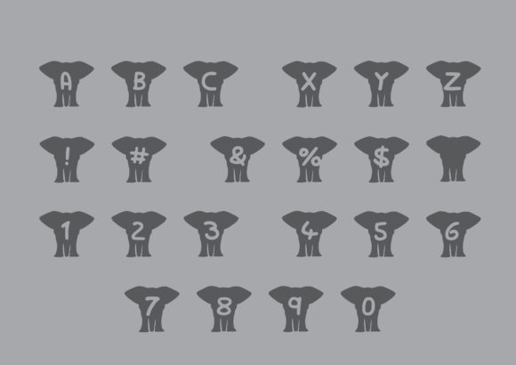 Play Elephant Font PNG with transparent background - Preview 1
