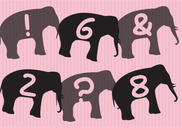 Play Elephant Silhouette Font PNG with transparent background - Preview 2