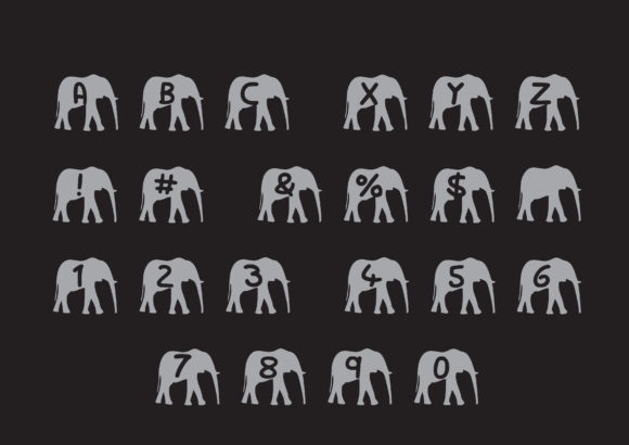 Play Elephant Walk Font PNG with transparent background - Preview 1