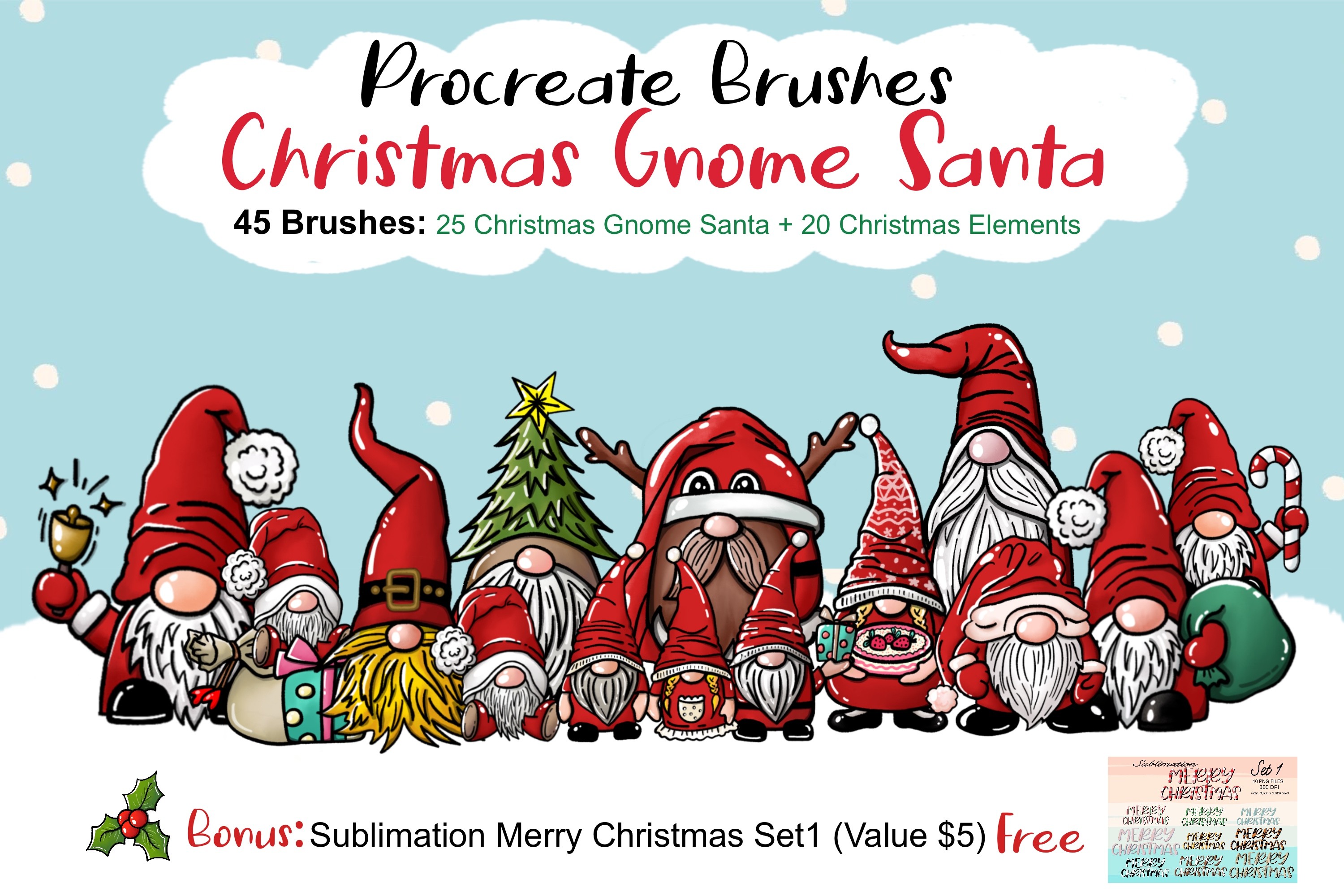 Procreate Christmas Gnome Santa Brushes Graphic by TANVARA DIGITAL ART ...