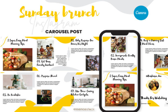 Preview of Food Restaurant Instagram Carousel Canva food social media design template