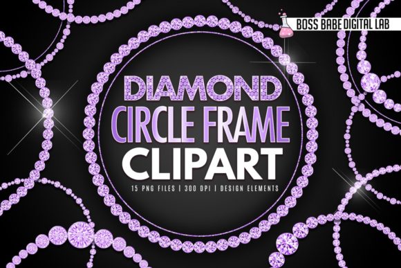 Glam Diamond Circle Frame Clipart