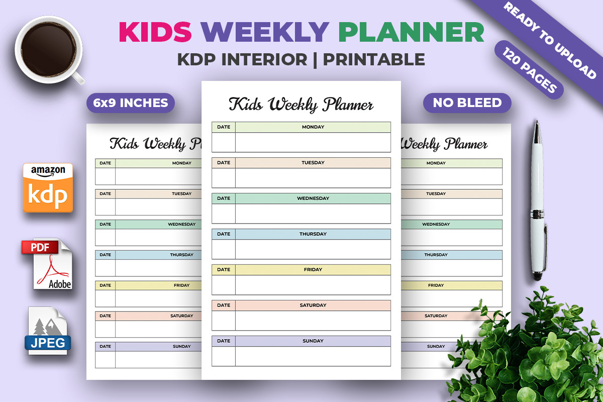 Kids Weekly Planner KDP Interior Graphic by M9 Design · Creative Fabrica