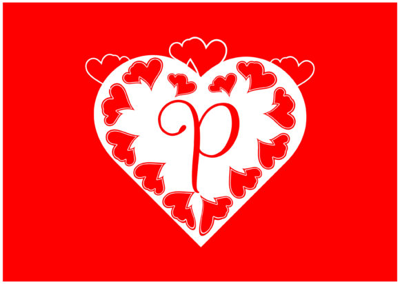 P Letter Logo with Love Icon, Valentines Graphic by