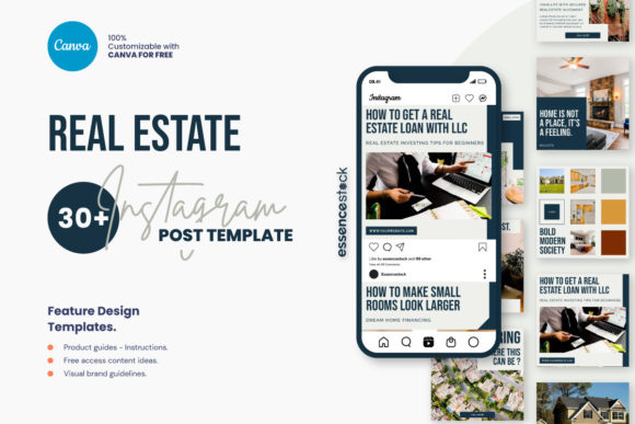 Preview of Real Estate Instagram Posts Canva real estate social media template
