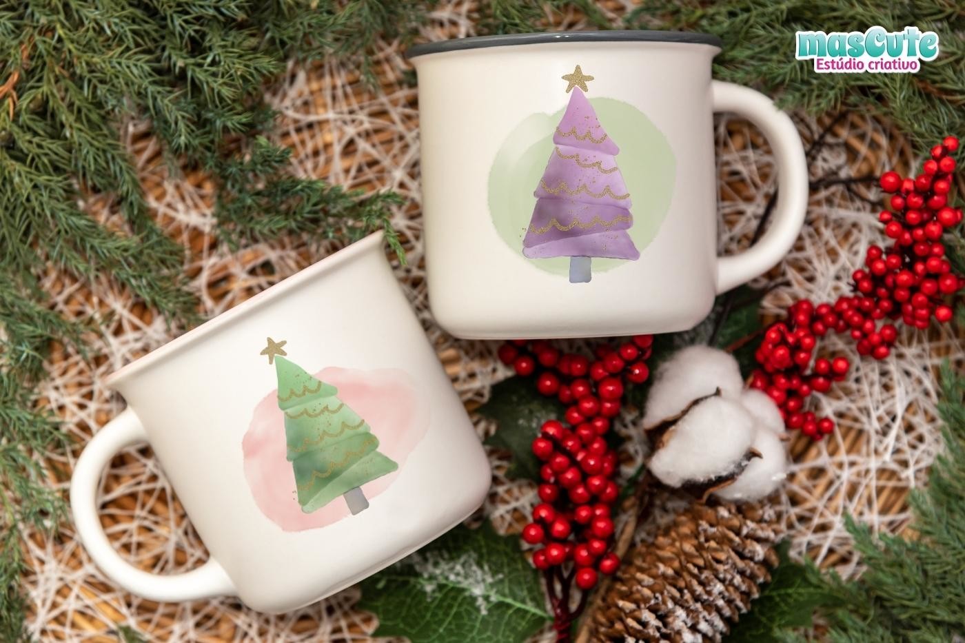 Watercolor Christmas Trees Cliparts - photo 6