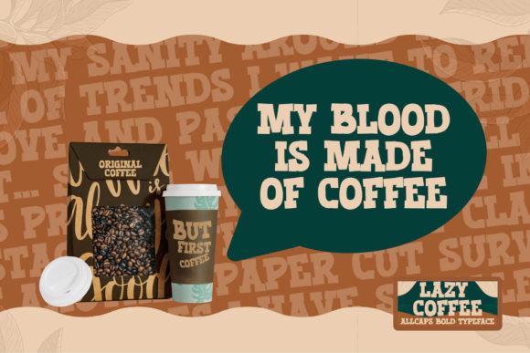 Lazy Coffee Font PNG with transparent background - Preview 3