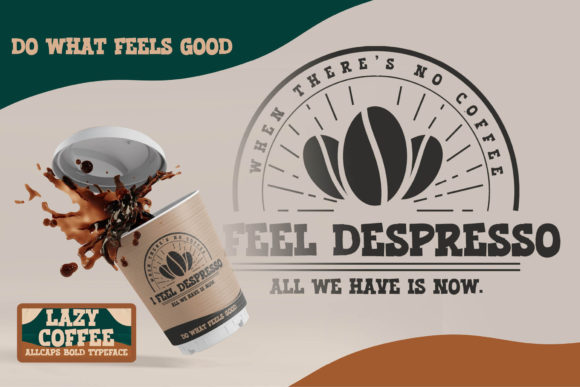 Lazy Coffee Font PNG with transparent background - Preview 4