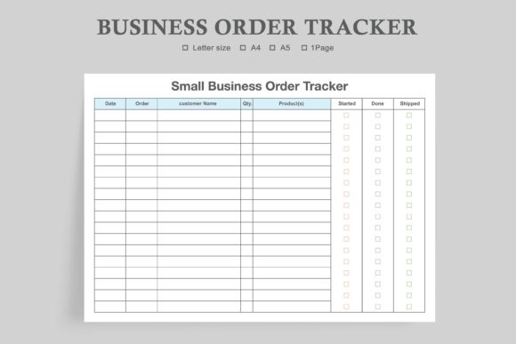 Small Business Order Tracker Sheet