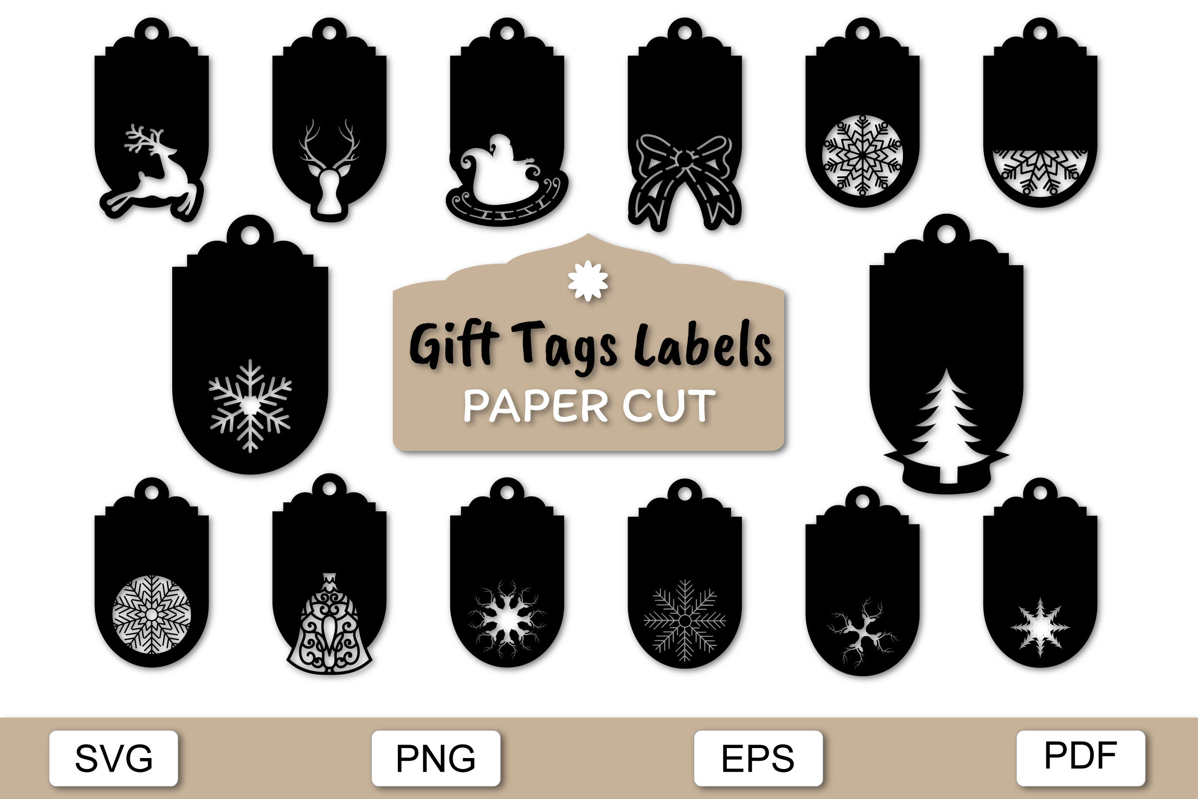 14 Christmas Tag SVG Designs in Your Own Colors — official Creative Fabrica product preview