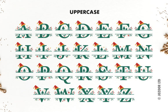 Christmas Split Monogram Font - Preview 1
