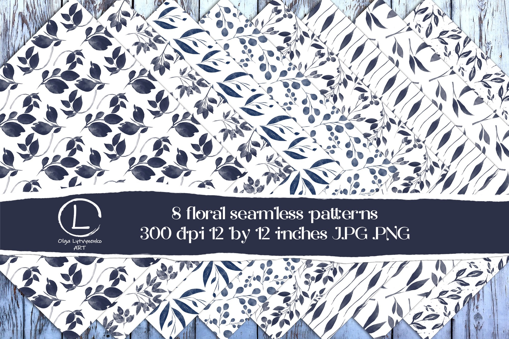 Floral Blue Seamless Pattern Graphic by OlhaLyArt · Creative Fabrica