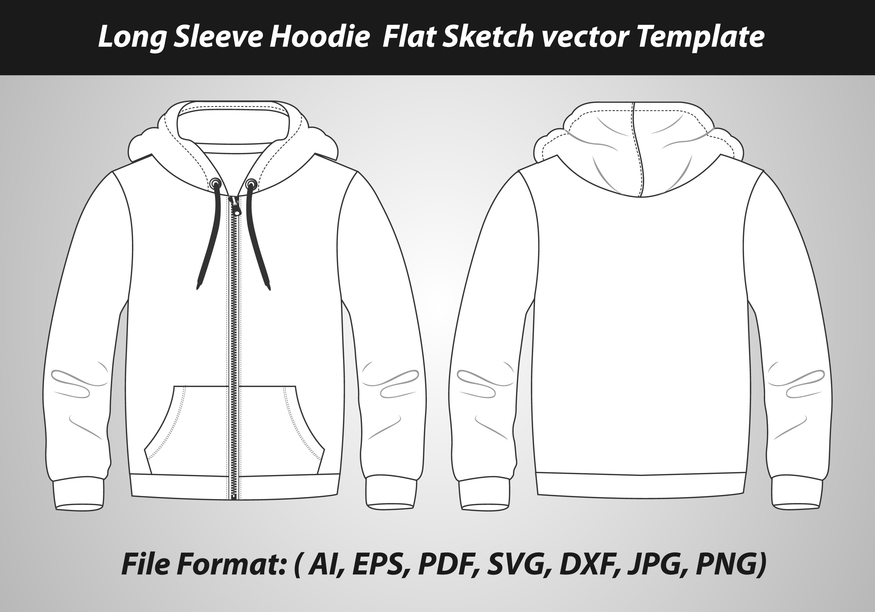 Hoodie Flat Sketch Graphic by ClothingArtStudio · Creative Fabrica