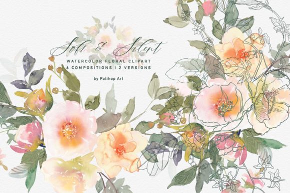 Watercolor Soft Flowers Clipart Set