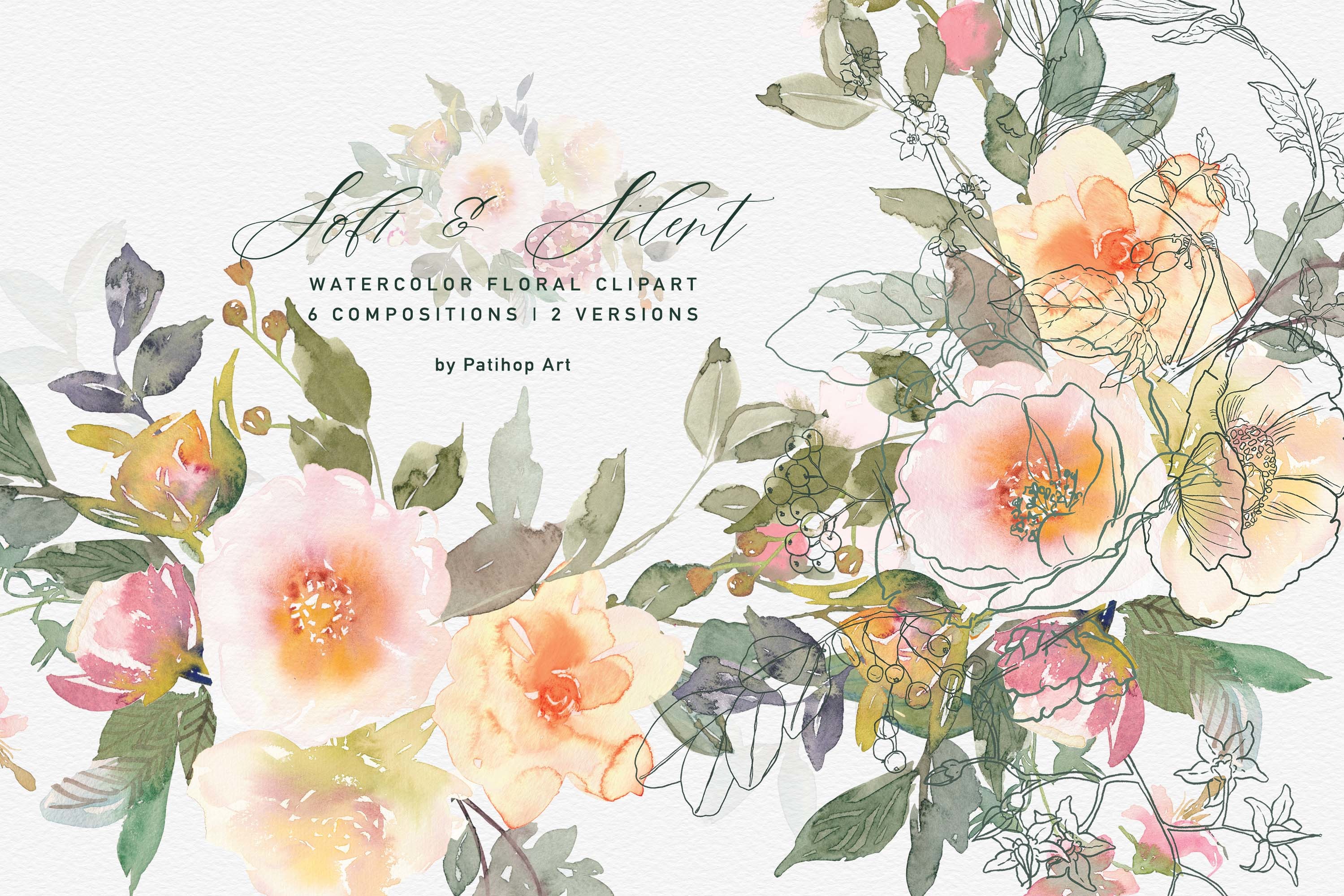 Watercolor Soft Flowers Clipart Set - photo 1