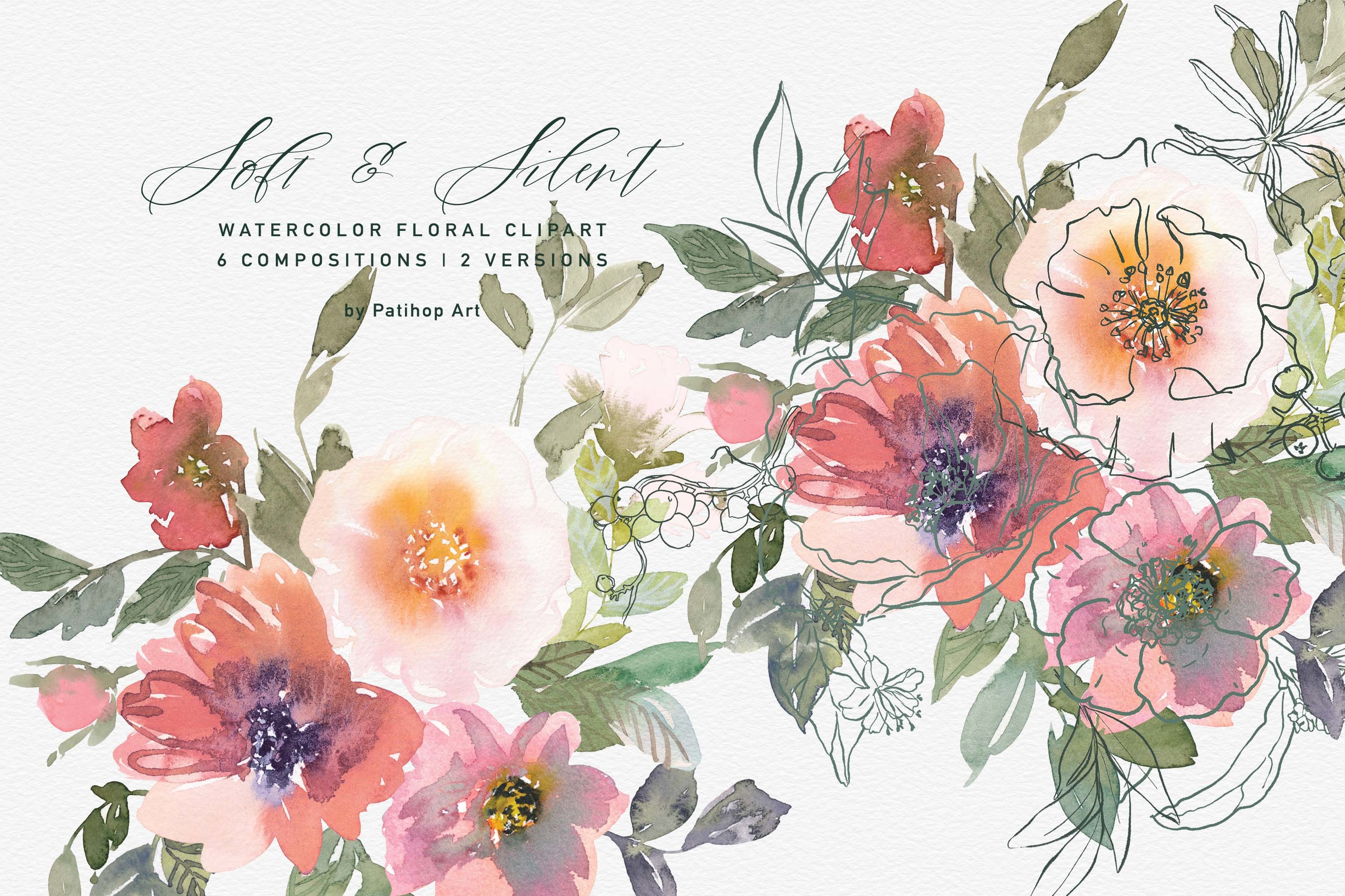 Watercolor Soft Flowers Clipart Set - photo 2