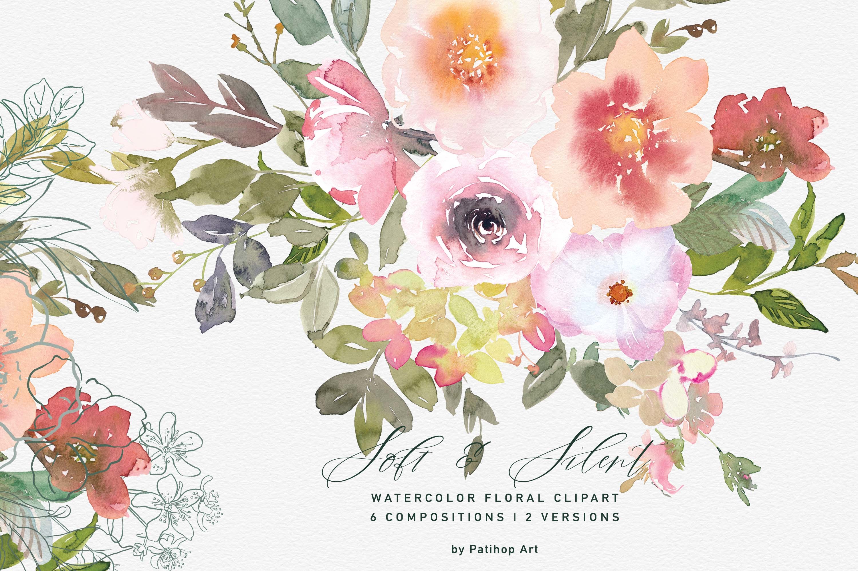 Watercolor Soft Flowers Clipart Set - photo 3