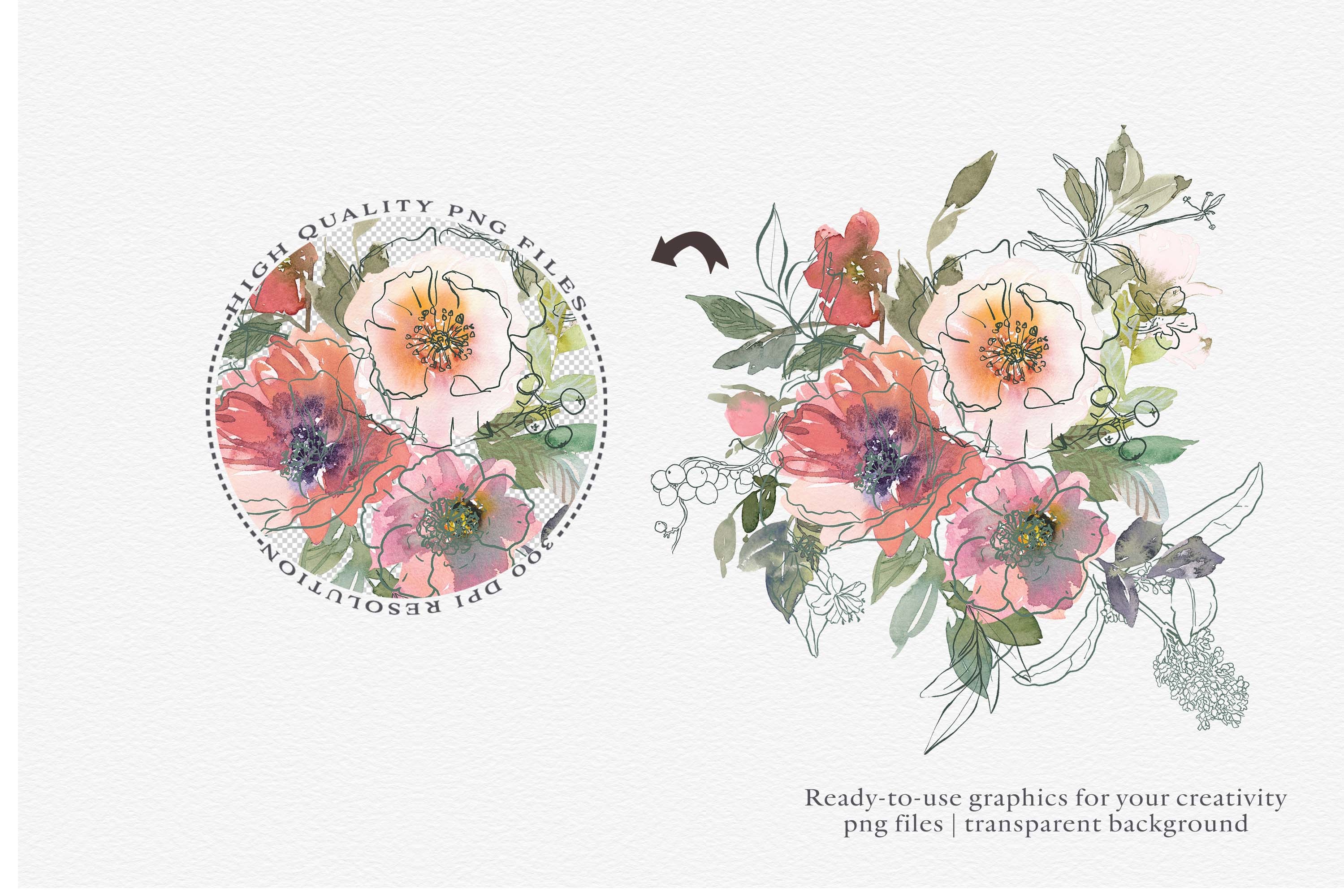 Watercolor Soft Flowers Clipart Set - photo 4