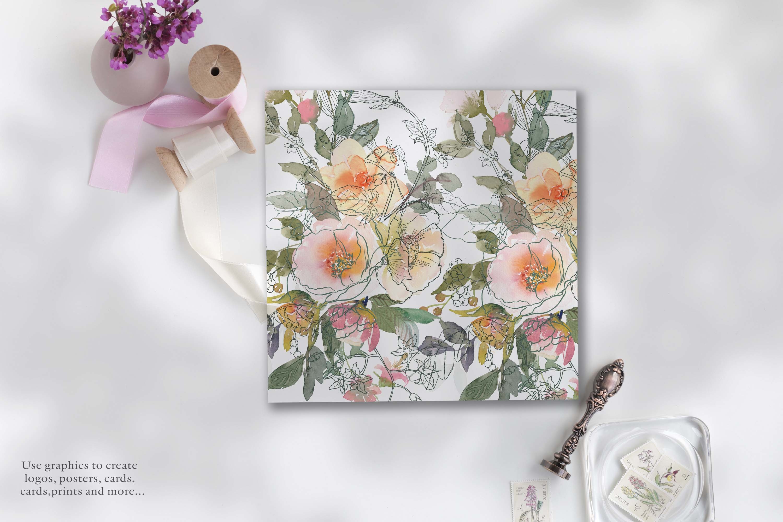 Watercolor Soft Flowers Clipart Set - photo 7