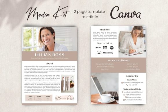 Canva media kit template for speakers authors and coaches