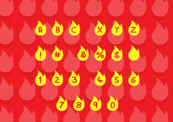 Play Flame Font PNG with transparent background - Preview 1