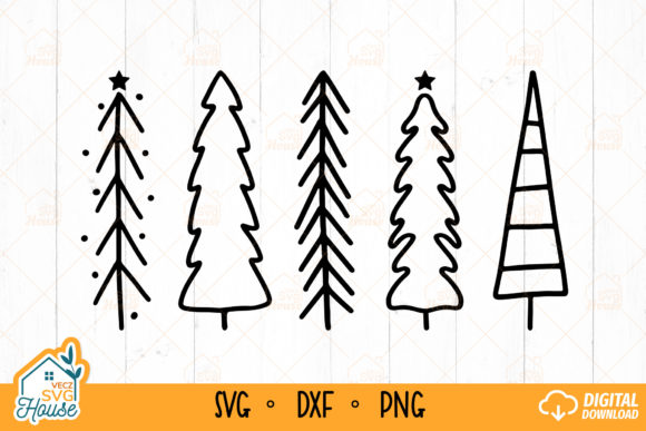 Christmas Tree Outline SVG Bundle Doodle