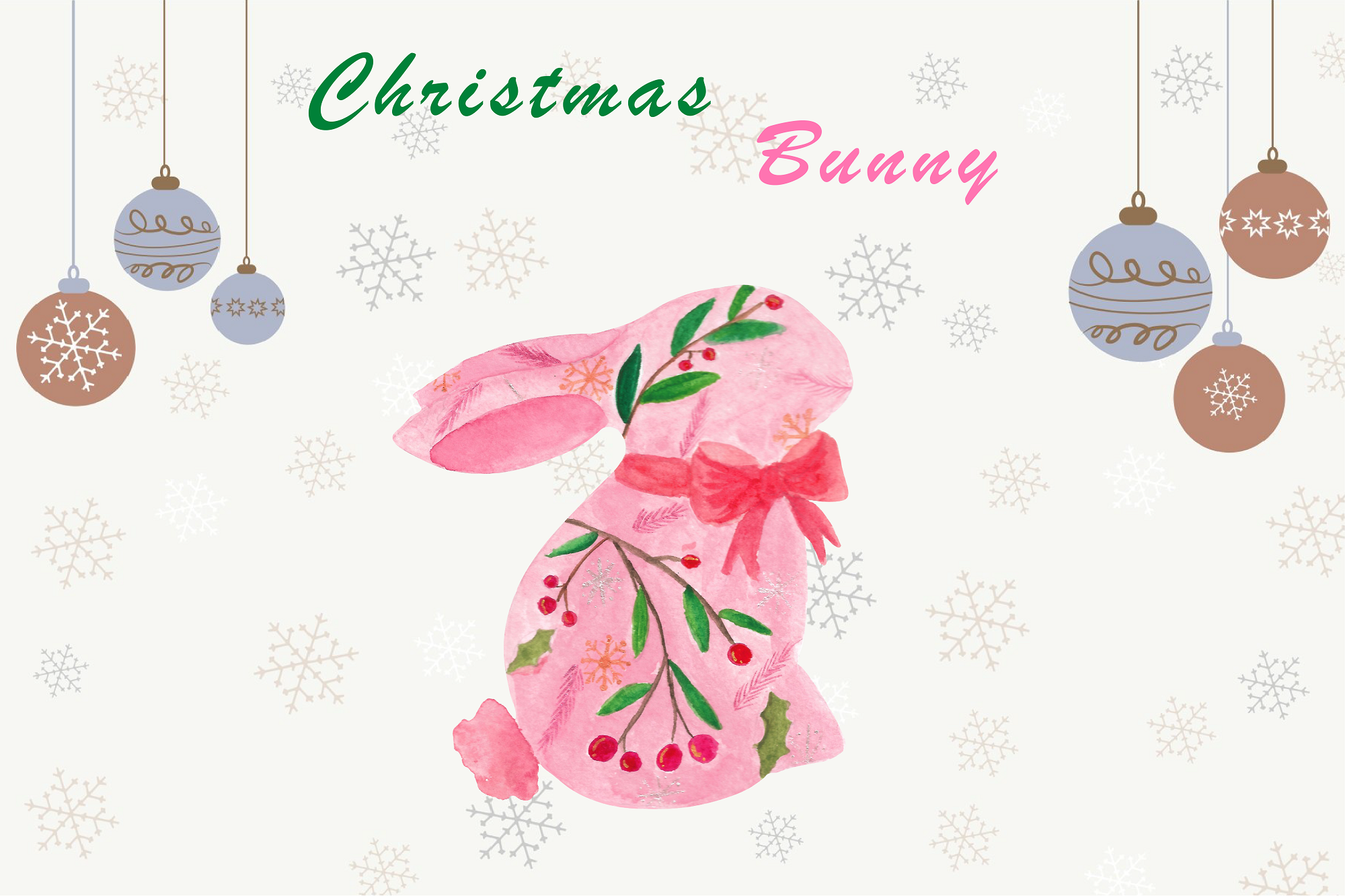 Watercolor Christmas Bunny Clipart Print Graphic by belldesign89 ...