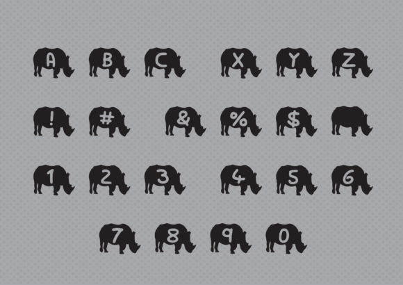 Play Rhino Font PNG with transparent background - Preview 1