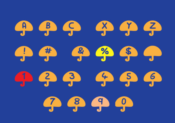 Play Umbrella Font PNG with transparent background - Preview 1