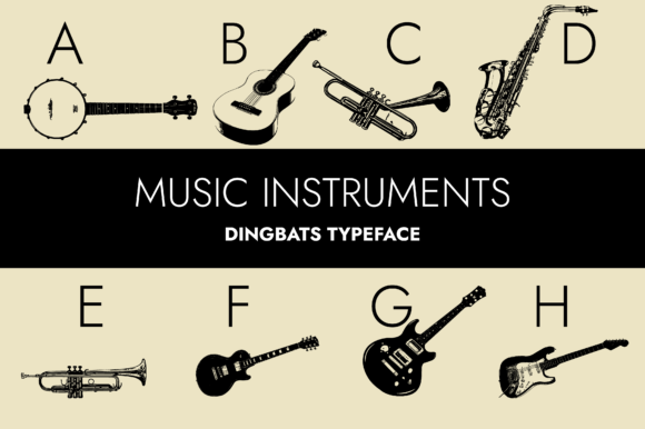 Music Instruments Dingbats Font By Minimalistartstudio