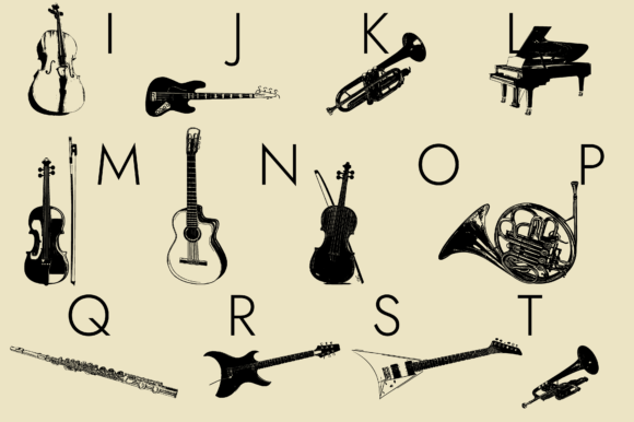 Music Instruments Font PNG with transparent background - Preview 1