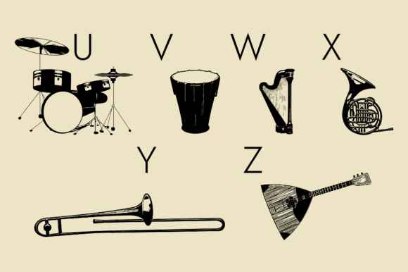 Music Instruments Font PNG with transparent background - Preview 2