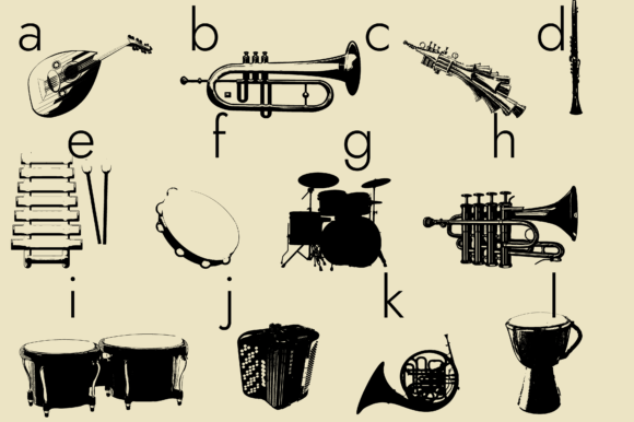 Music Instruments Font PNG with transparent background - Preview 3