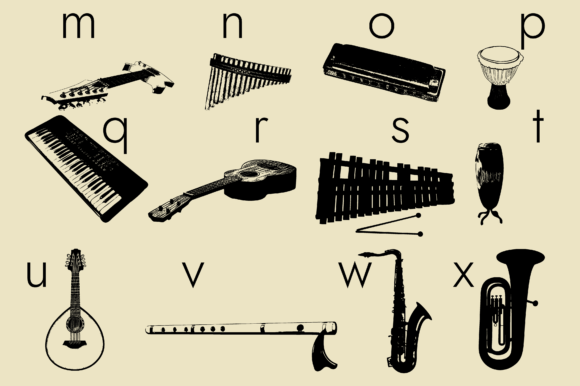 Music Instruments Font PNG with transparent background - Preview 4
