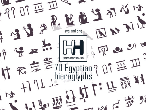 70 Stylized Egyptian Hieroglyphs