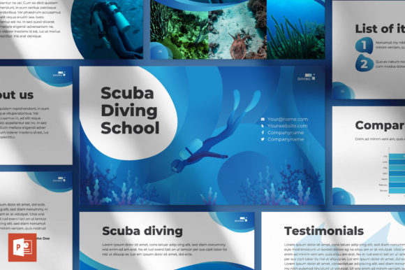 Preview of Scuba Diving School PowerPoint Template education presentation template